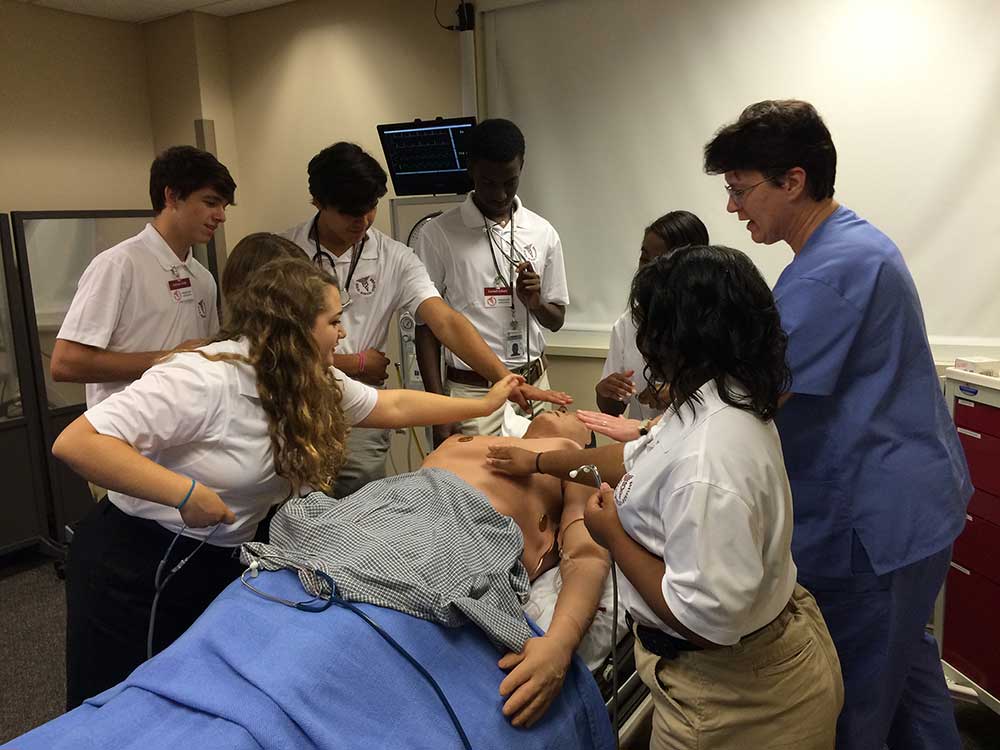 RMS students working with an artificial patient.